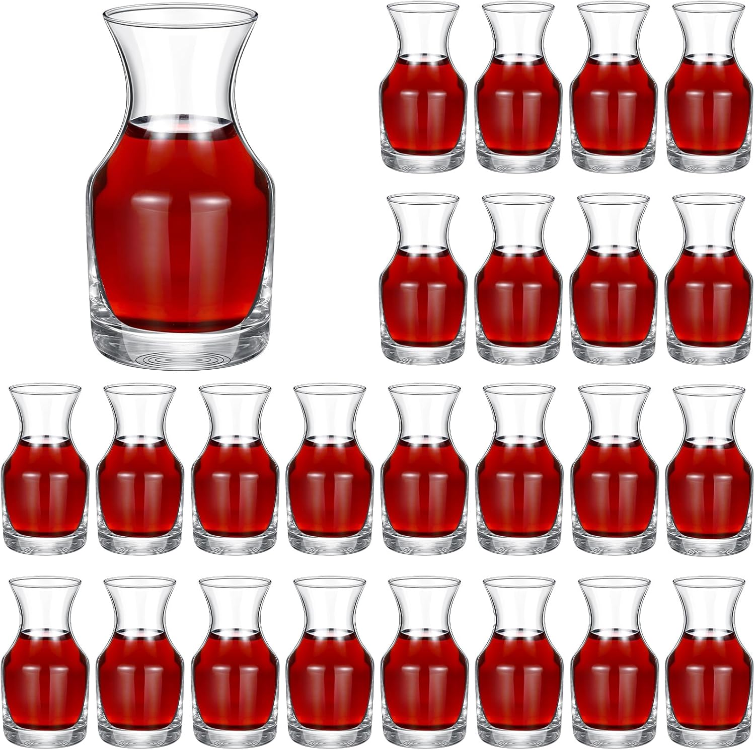 24 Pack Mini Wine Carafe Glass for Parties and Tastings