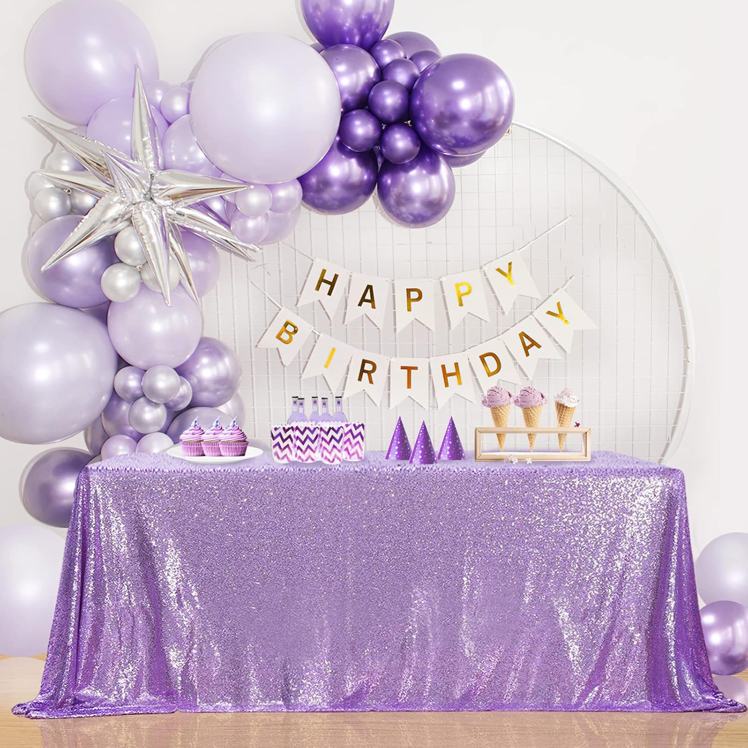 B-COOL Rectangle Sequin Tablecloth for Romantic Events