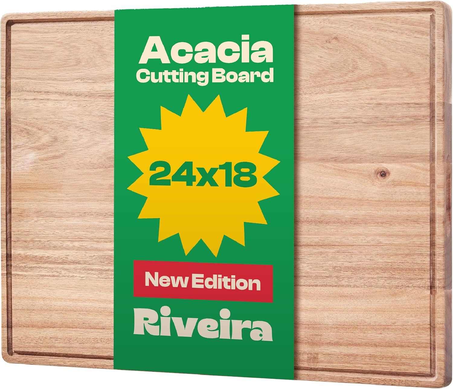 Riveira Acacia Wood Cutting Board: 24 x 18 Gourmet Kitchen Essential