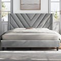 Full Upholstered Platform Bed with Wing Side Tufted Headboard - Light