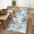 Abstract Runner Rug 2x6 ft Washable Hallway Runner - Sage Grey
