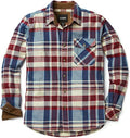 CQR Men's All Cotton Flannel Shirt - Soft Brushed Plaid Casual