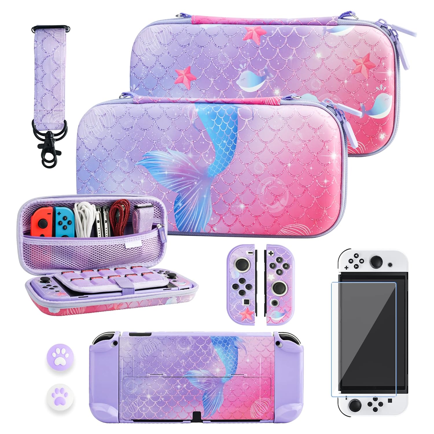 RHOTALL Purple Carrying Case for Nintendo Switch OLED Accessories