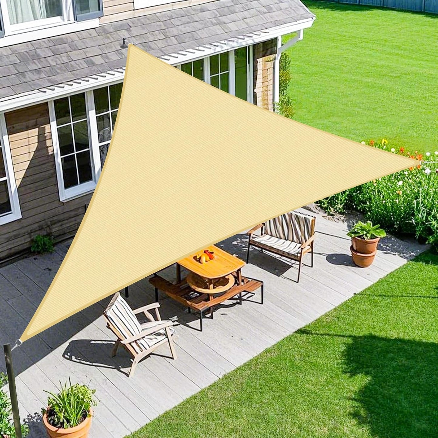 Amagenix Sun Shade Sail 16ft Curved Edge Canopy for Outdoors