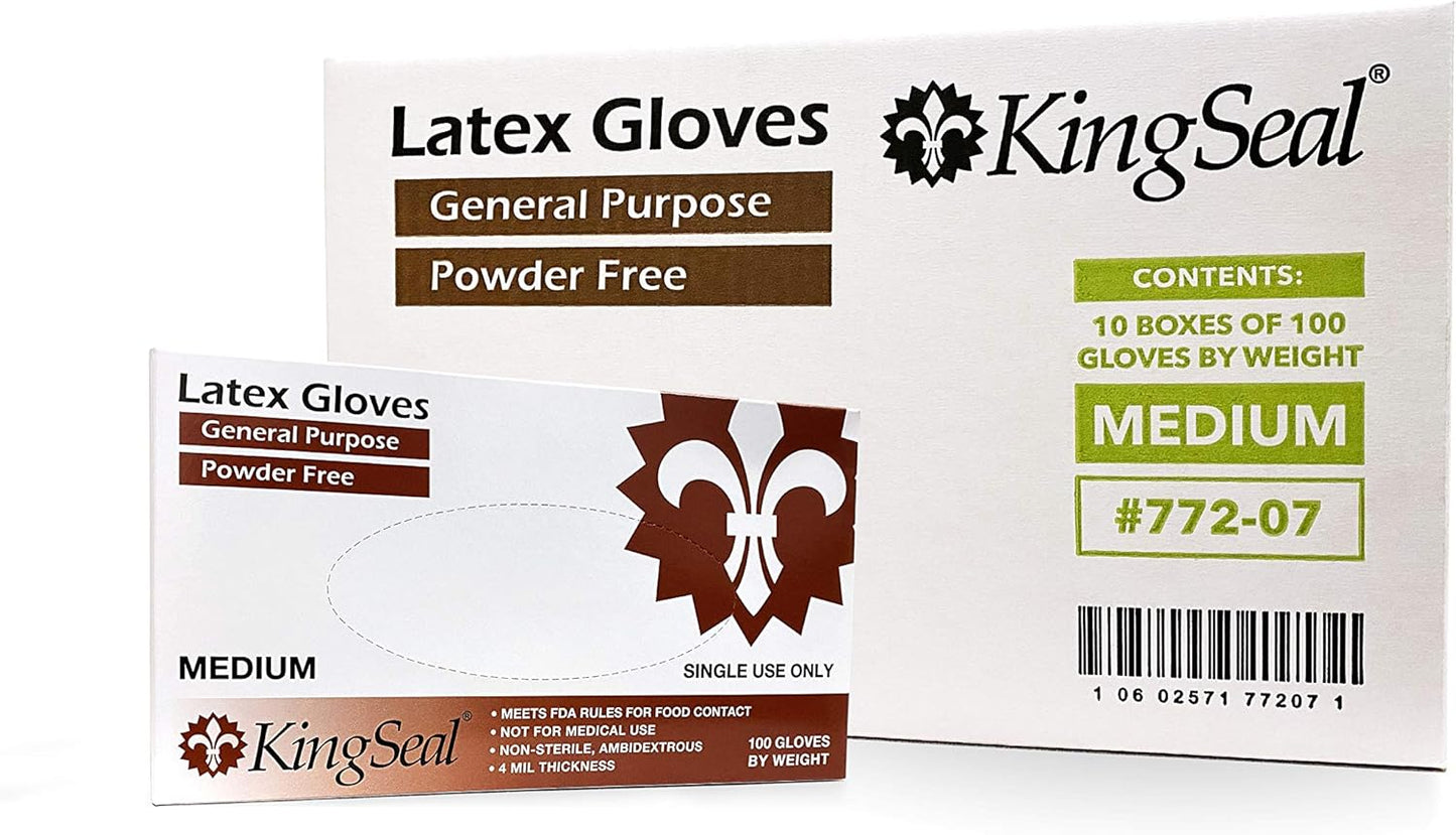 KingSeal Latex Gloves Bundle - Powder Free, Non-Medical Use