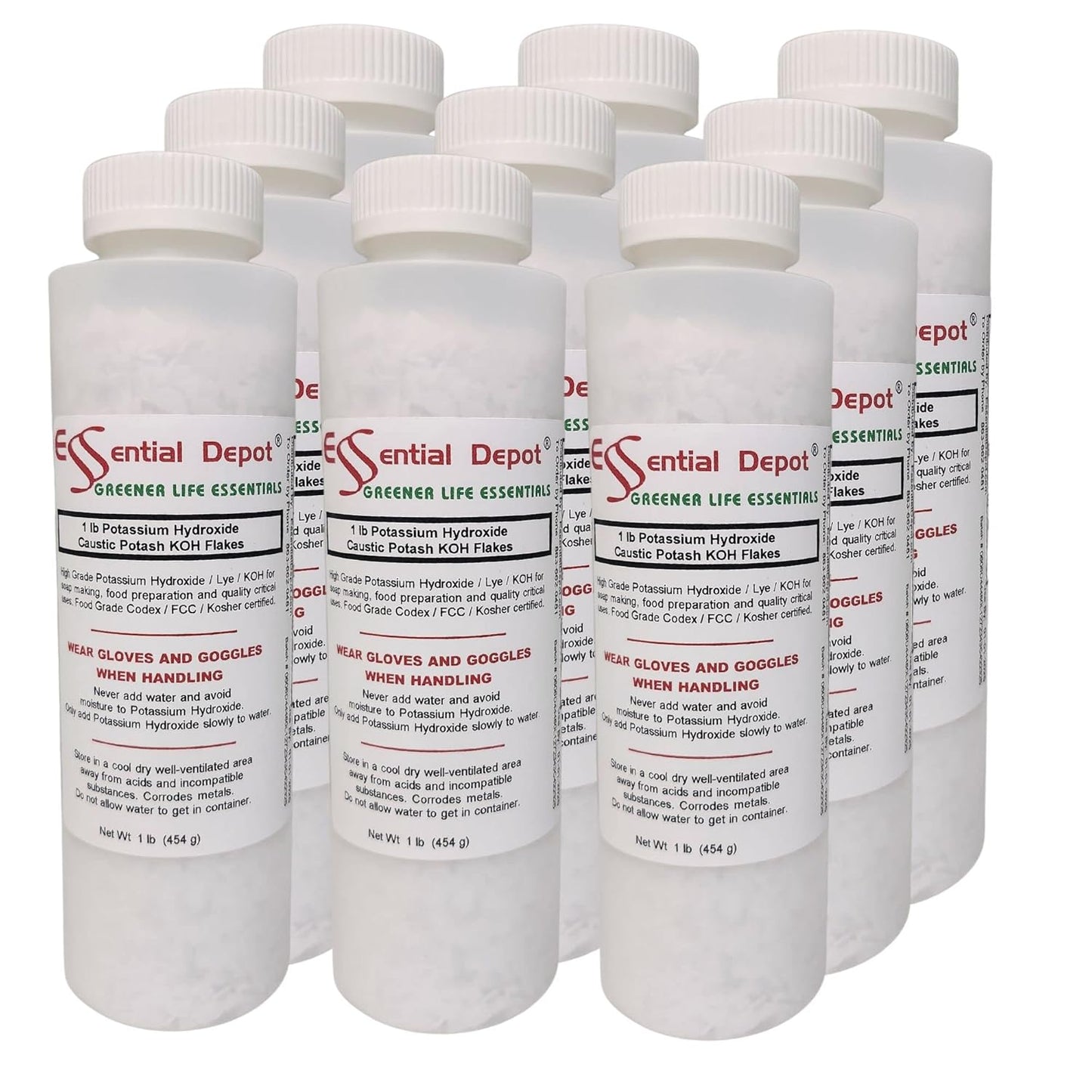 Potassium Hydroxide Flakes KOH 9 lbs for Various Applications