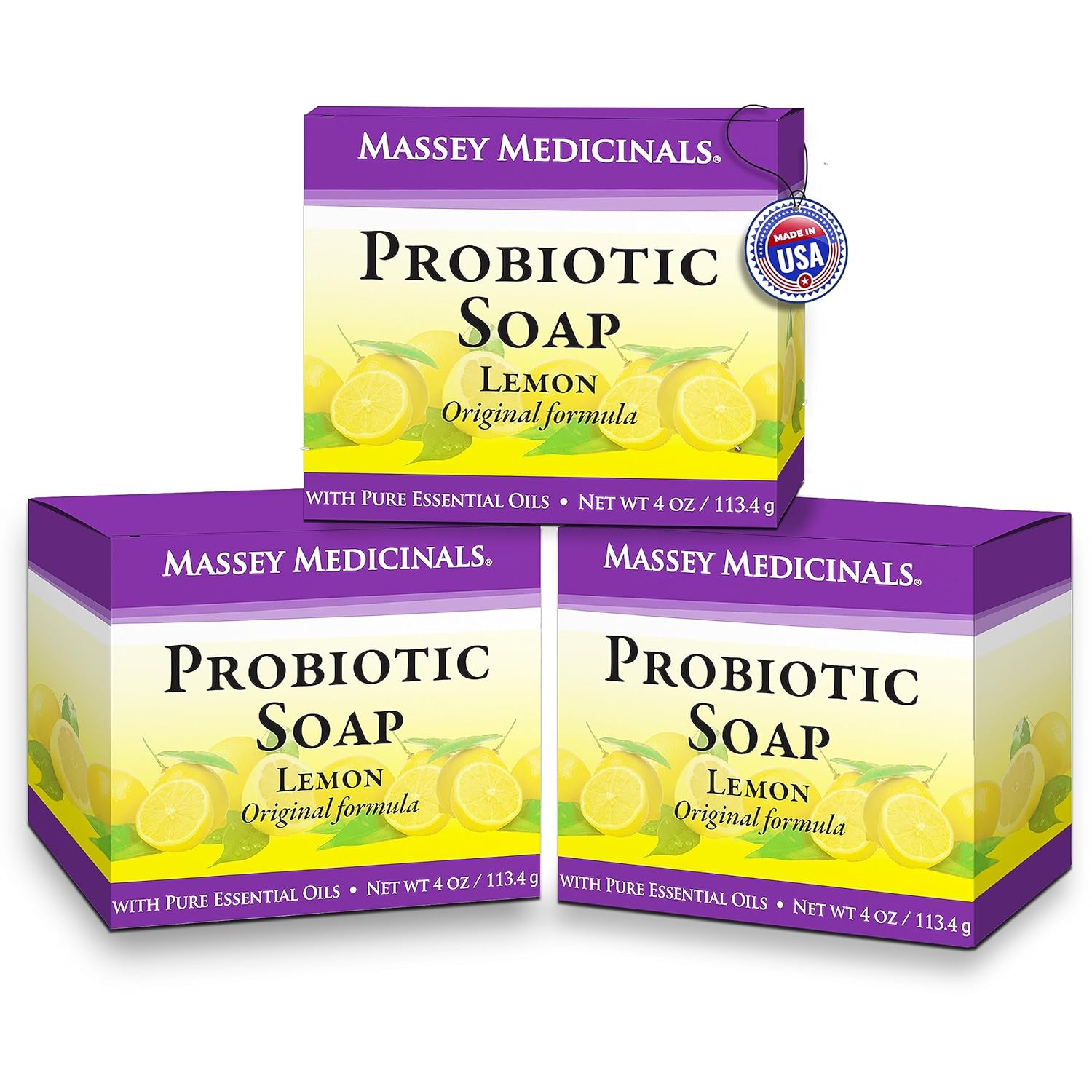 Masseys 100% Natural Probiotic Soap with Tea Tree and Lemon Scent