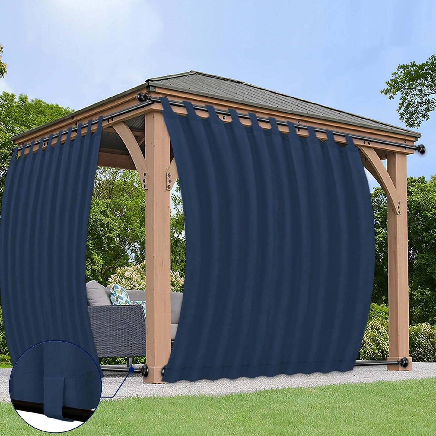 PureFit Outdoor Curtains for Patio Waterproof and UV Resistant