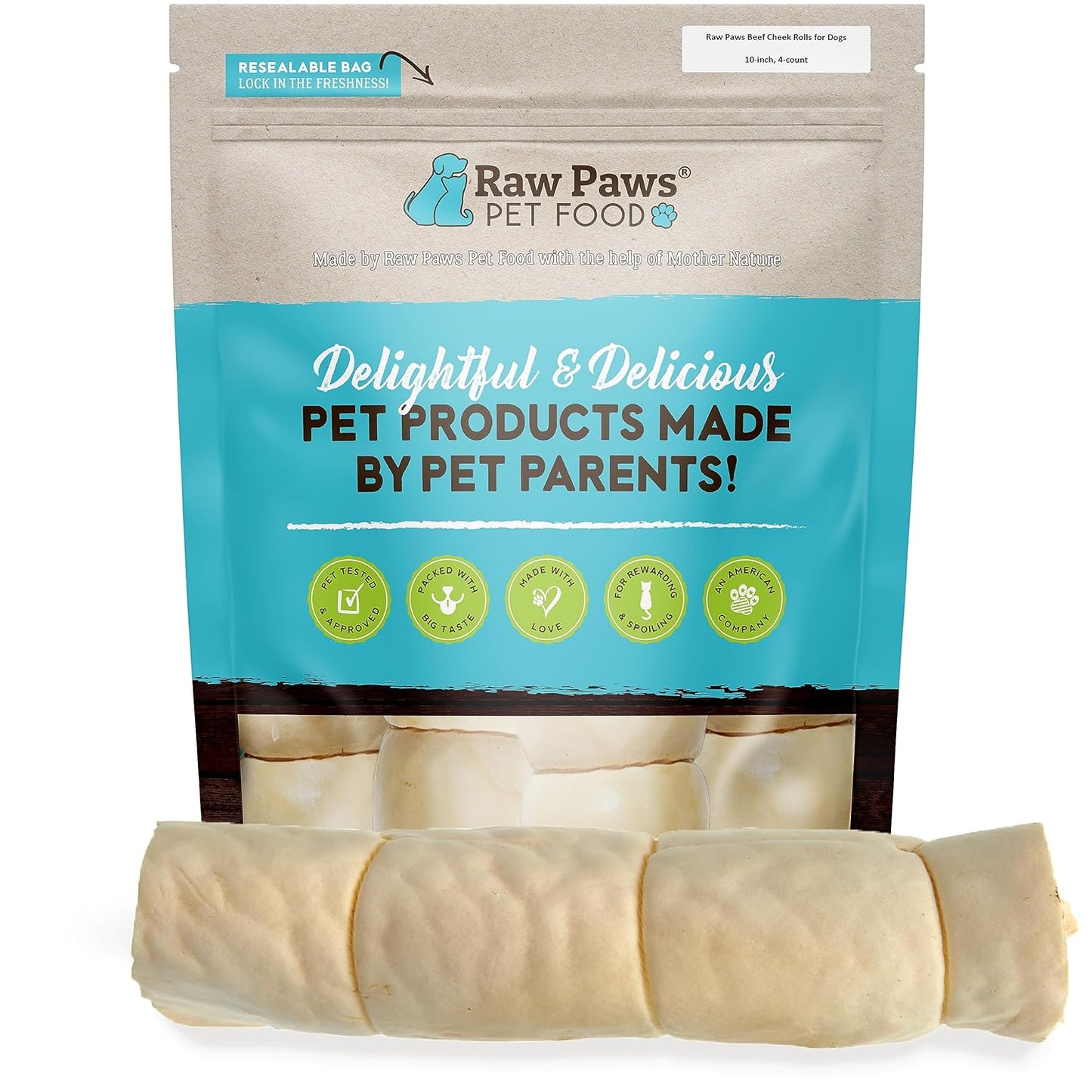 Raw Paws Beef Cheek Rolls for Dogs - Natural Chew Treats