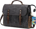 Vintage Canvas Messenger Bag for Men with Genuine Leather