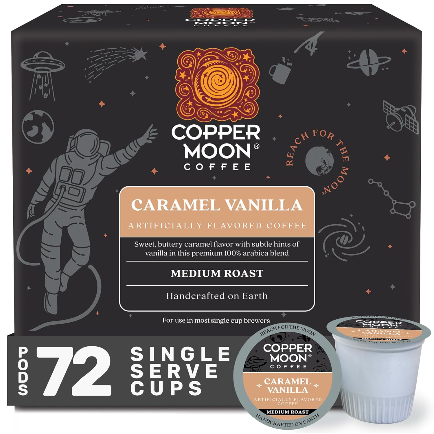 Copper Moon Caramel Vanilla Single Serve Coffee Pods for K-Cup