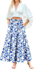 Arolina Maxi Skirt for Women Boho High Waist Pleated Tiered
