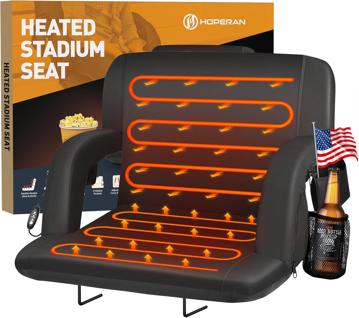 HOPERAN Heated Stadium Seats with Back Support and Cushion