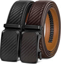 Men's Ratchet Leather Belt 2-Pack - Cut to Fit, Micro-Adjustable