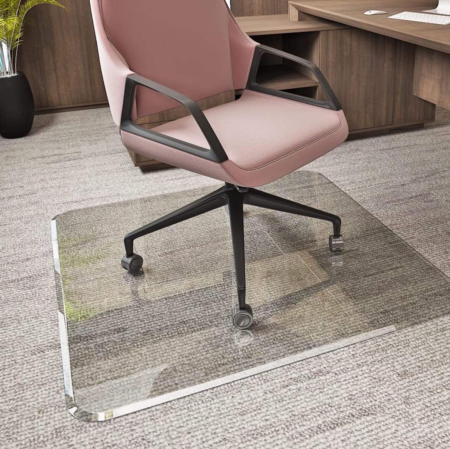 Exclusive Beveled Edge Glass Chair Mat for Smooth Glide