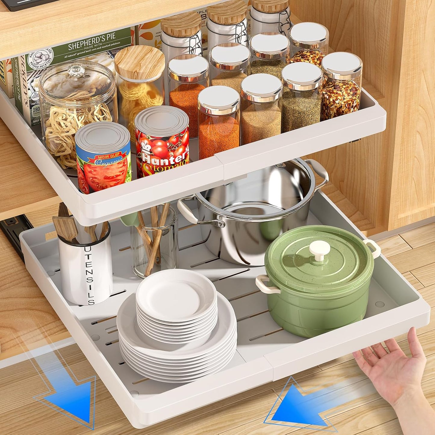 Expandable Pull Out Cabinet Organizers for Kitchen and Bathroom