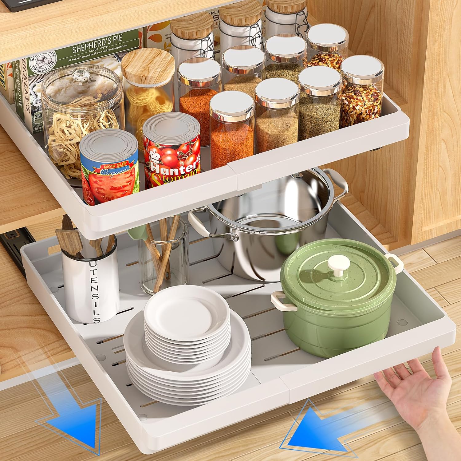 Expandable Pull Out Cabinet Organizers for Kitchen and Bathroom