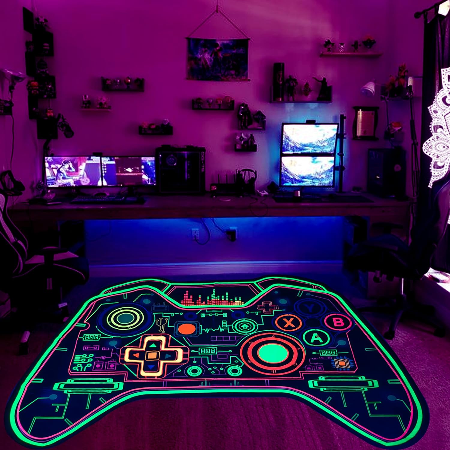 Gamer Glow Rug: Non-Slip Fun for Kids!