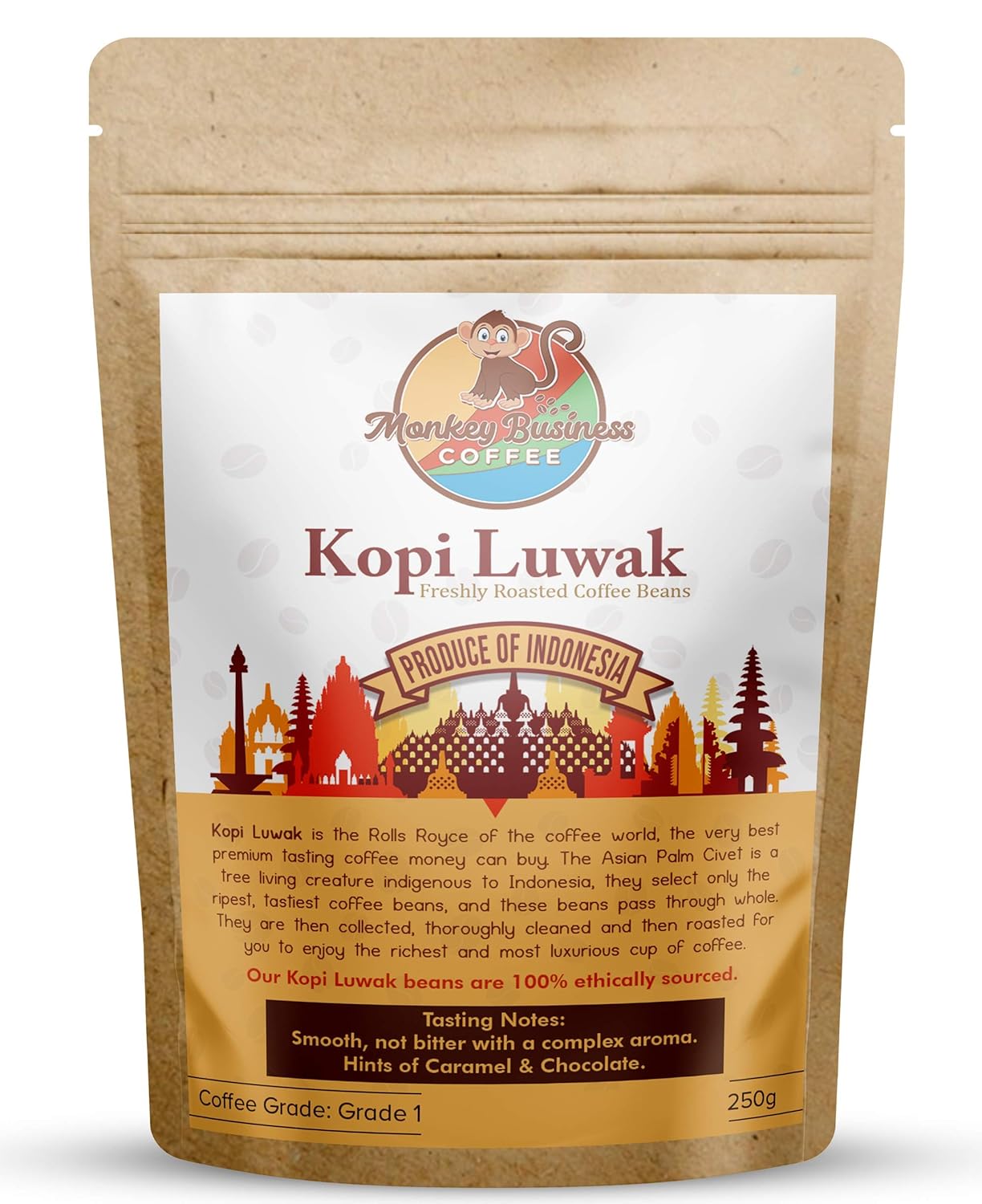 Wild Kopi Luwak Coffee Whole Beans - Ethically Sourced 250g