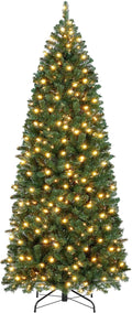 Pre-lit 6ft Pencil Christmas Tree - Slim Corner Fir with Warm Lights