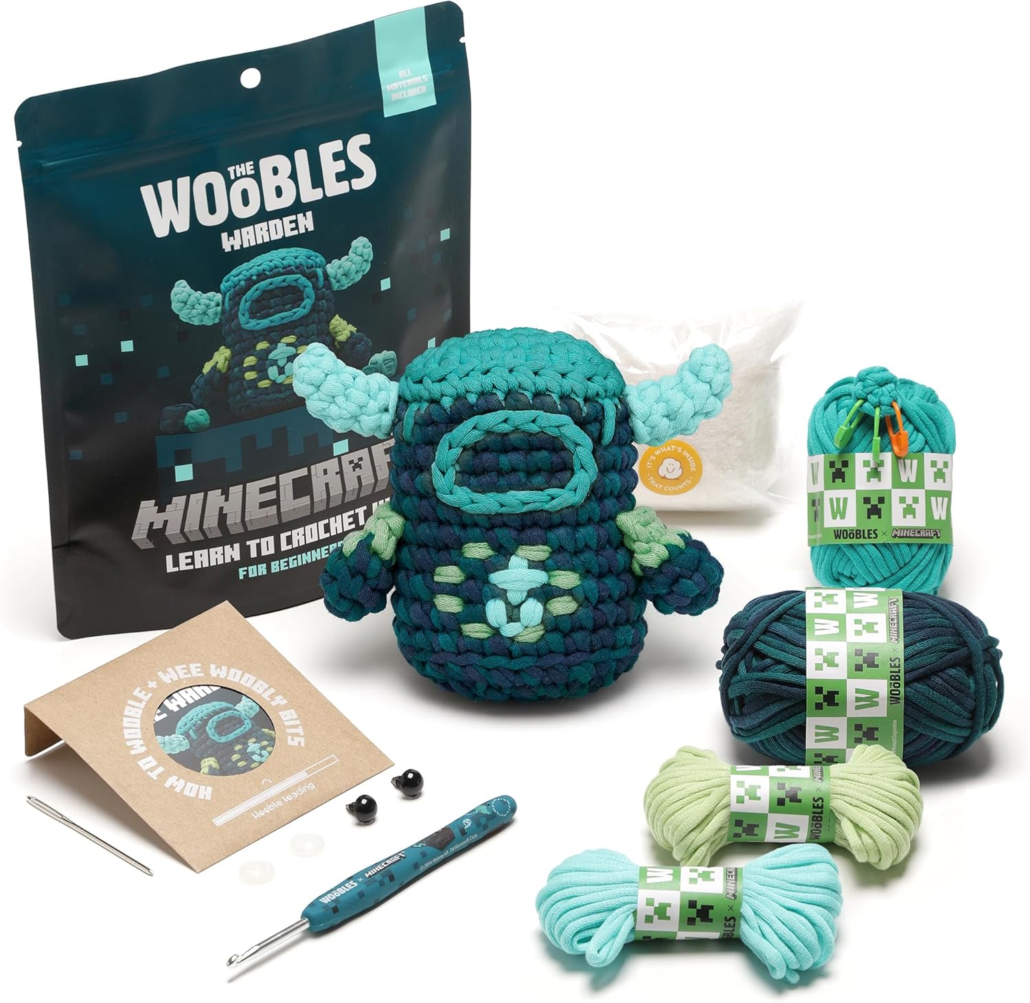 Beginner Crochet Kit for Adults & Kids - Minecraft Warden Plushie