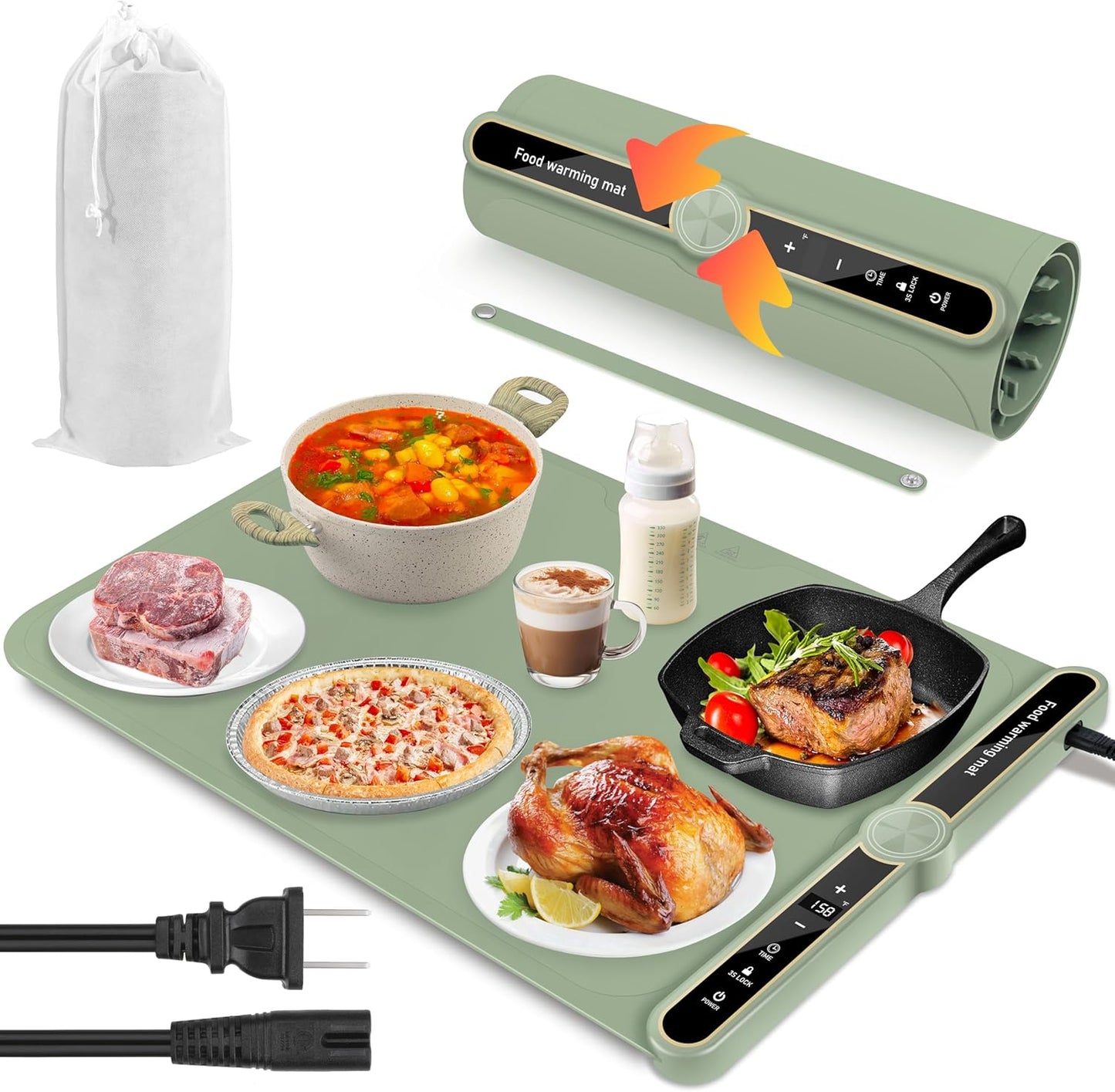 OcePor Electric Warming Mat for Food with Adjustable Timer