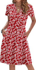 Womens Short Sleeve V Neck Floral Sundress 2025 - With Pockets