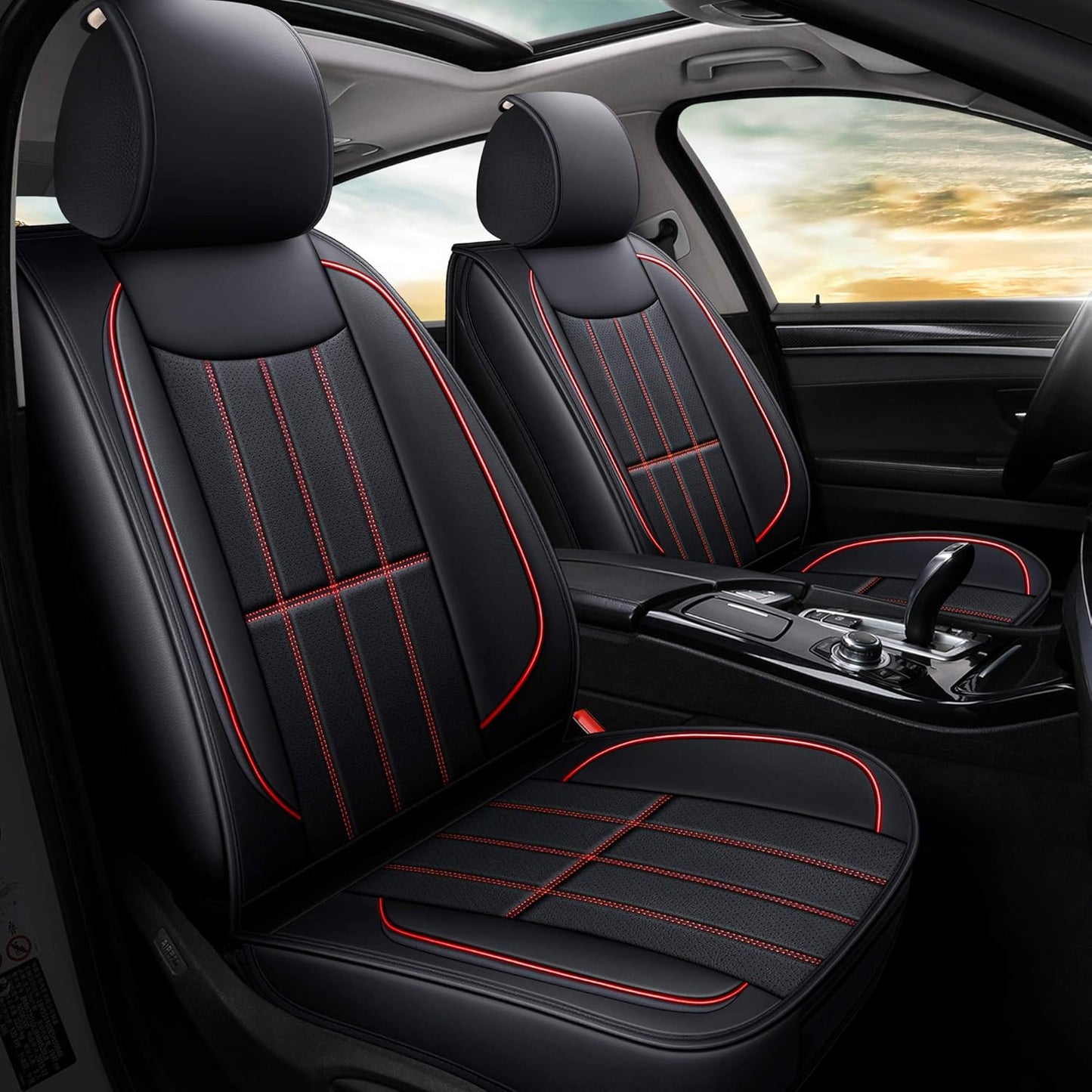 AOOG Leather Car Seat Covers - Universal Non-Slip Cushion Set