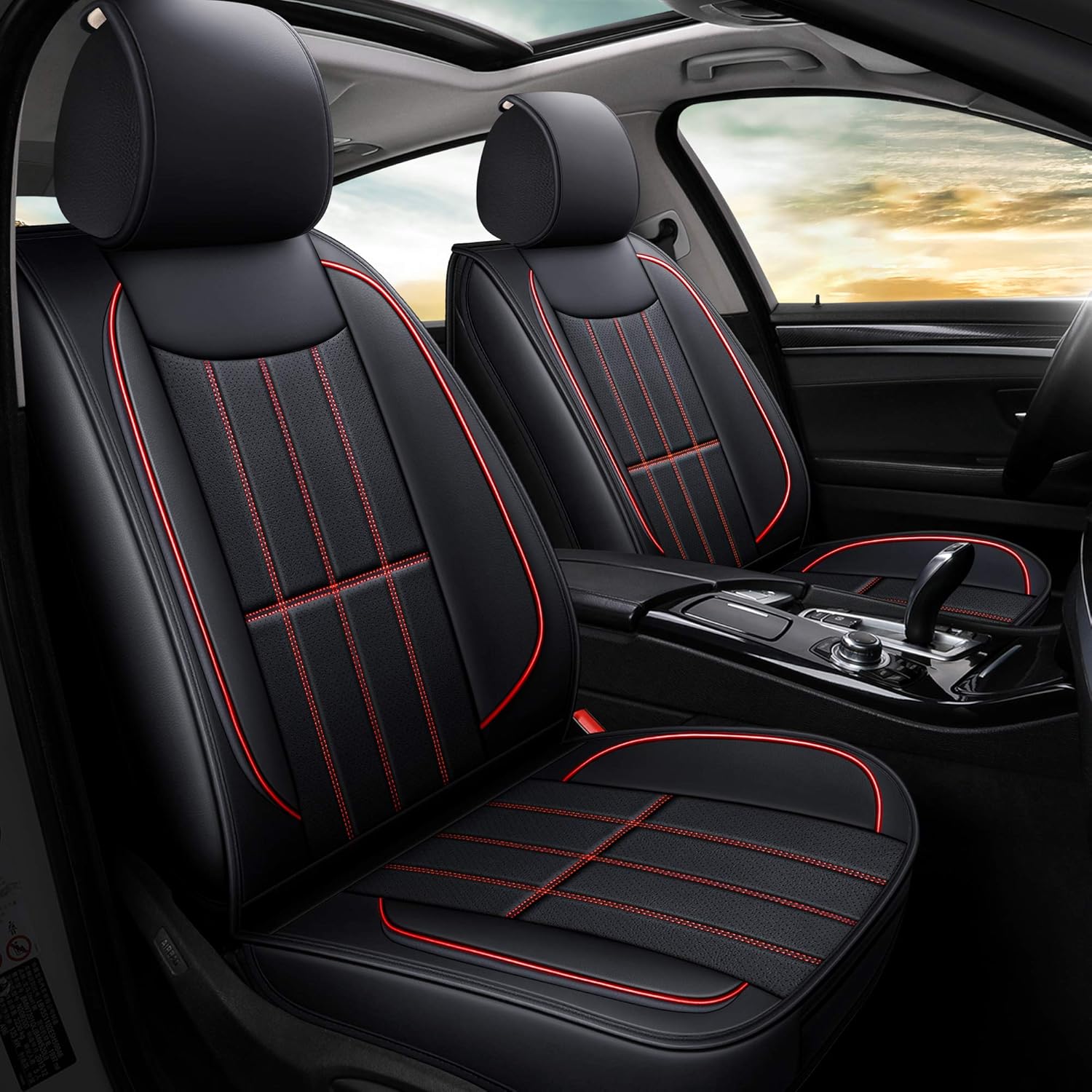 AOOG Leather Car Seat Covers - Universal Non-Slip Cushion Set