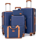 DarkBlue 5 Piece Luggage Set with Spinner Wheels - 20/24/28 in