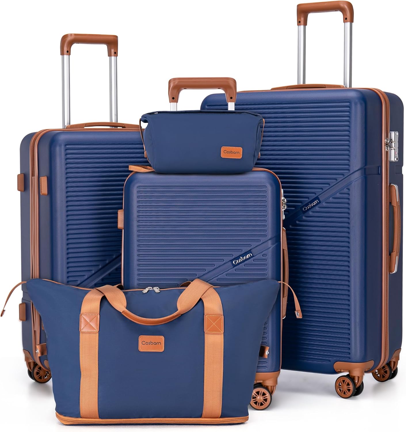 5 Piece Luggage Set with Spinner Wheels for Effortless Travel