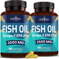 Omega 3 Fish Oil 2500mg Supplement - High EPA DHA 90 Day Pack