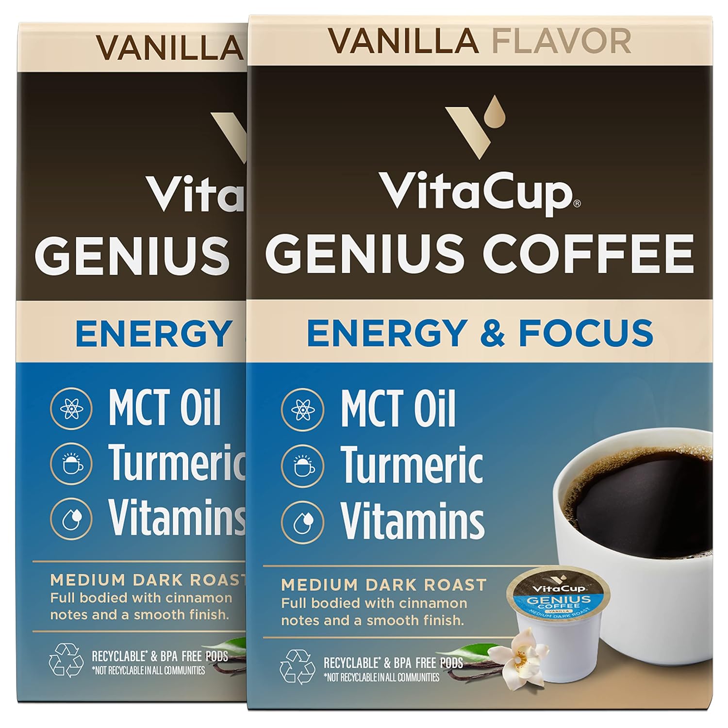 Genius Vanilla Keto Coffee Pods for Energy & Focus in 32 CT