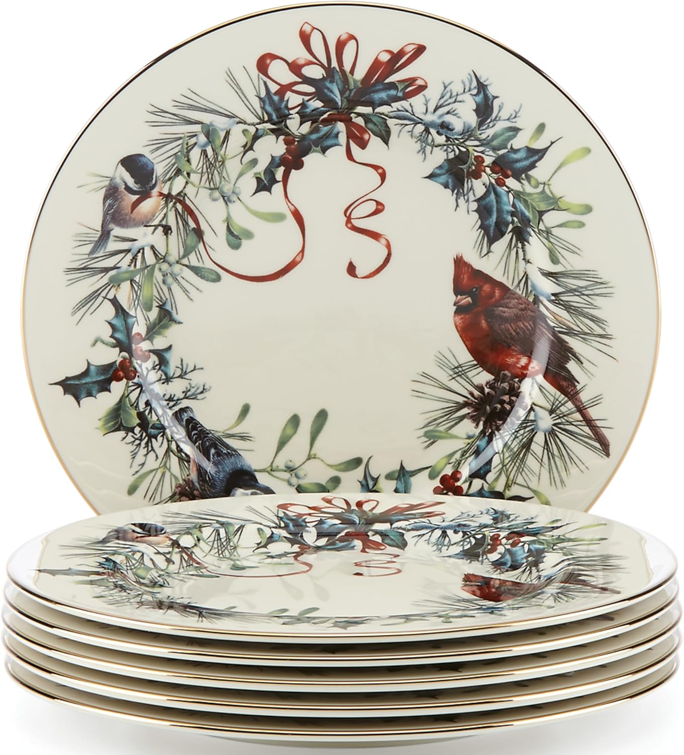 Lenox Winter Greetings 6-Piece Salad Plates for Holiday Hosting