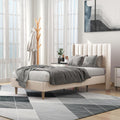 Upholstered Platform Twin Size Bed Frame with Headboard - No Noise