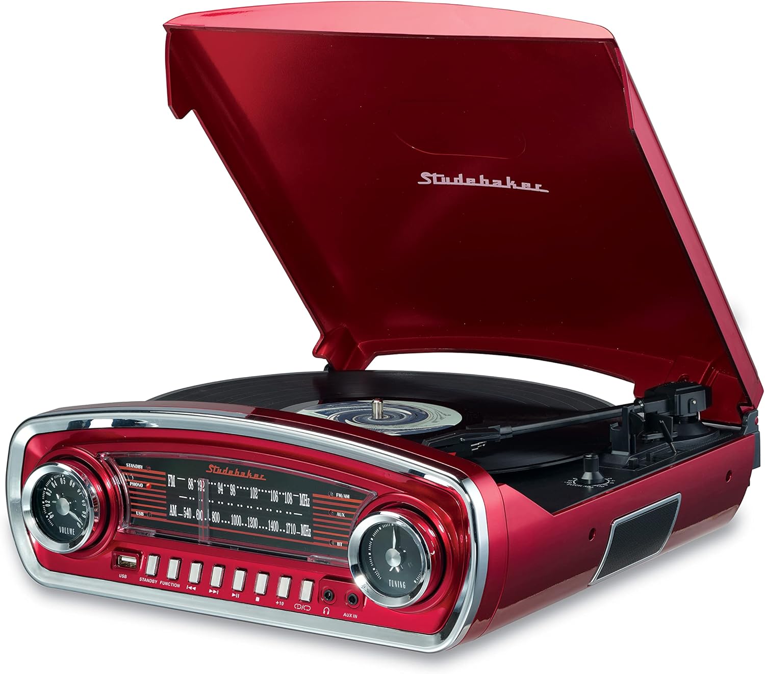 Studebaker 3-Speed Turntable with Bluetooth and AM/FM Radio