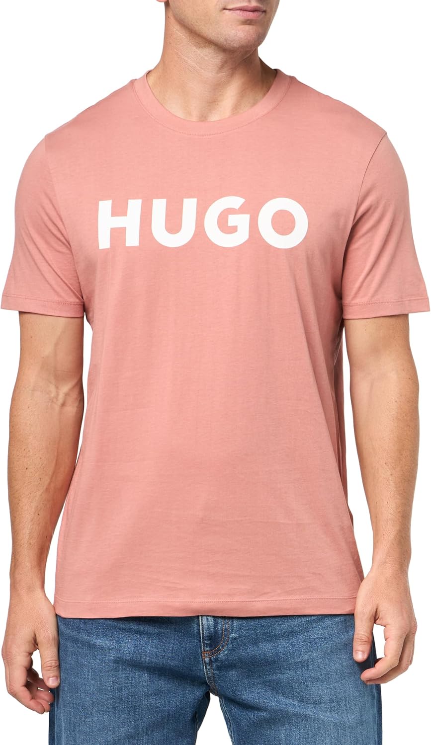 HUGO Mens Print Logo Short Sleeve T-Shirt for Casual Style