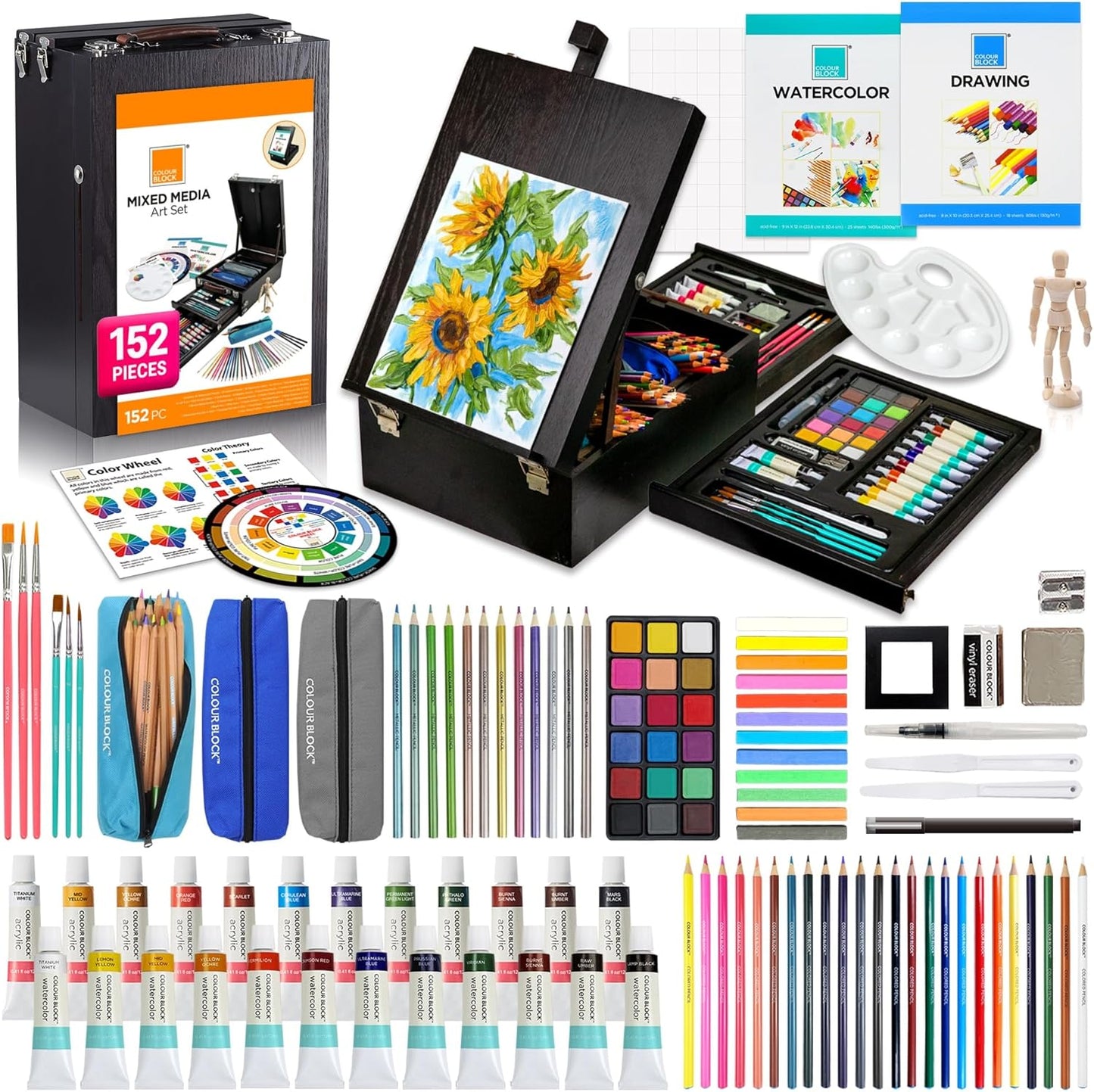 152-Piece Wooden Easel Art Supplies Set for Creative Artists