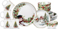 Christmas Tree Ceramic Dinnerware Set for 4 - Festive 16-Piece Holiday
