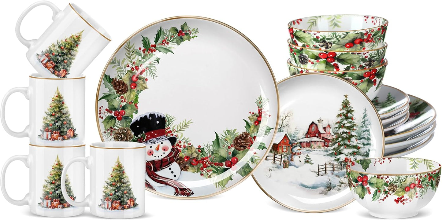 Christmas Tree Ceramic Dinnerware Set for Holiday Gatherings