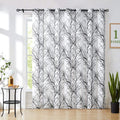 Tree Print Semi Sheer Patio Door Curtain 96 in - Wide Linen Texture