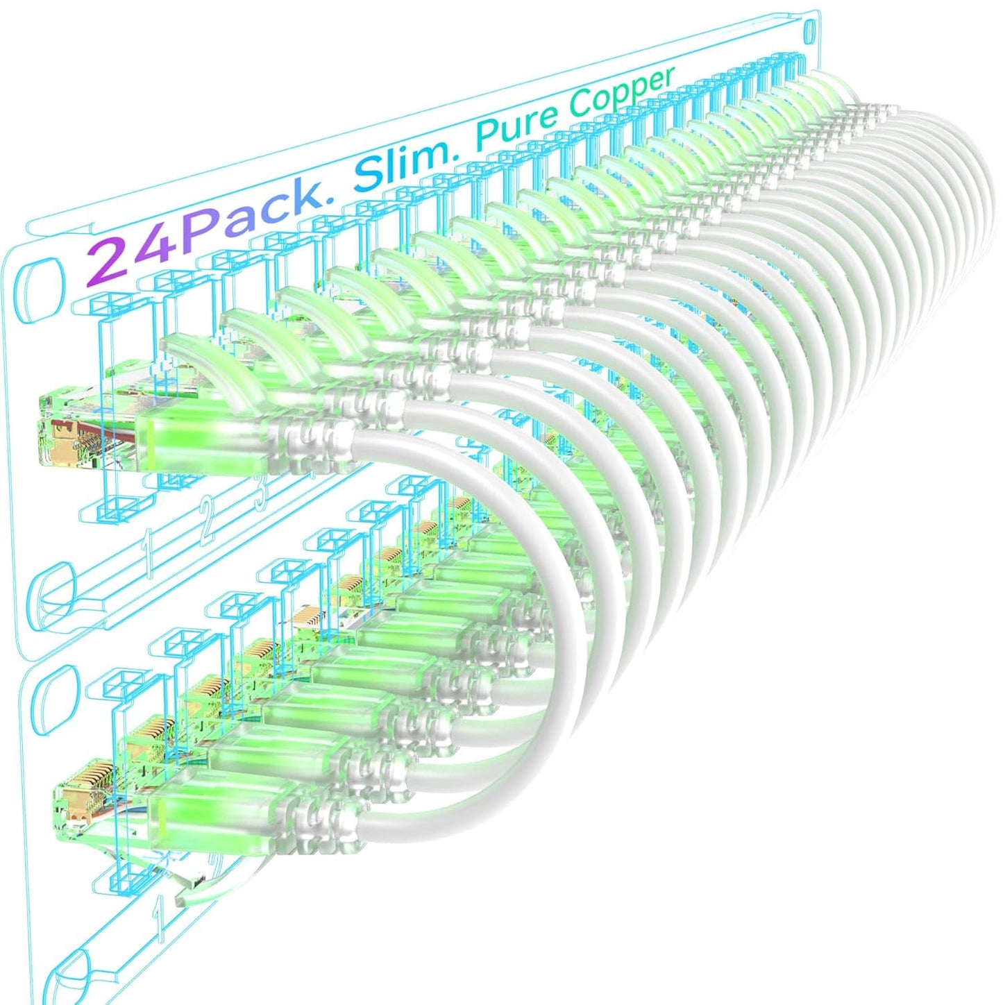 Cat6a Patch Cables Slim 10ft for Neat Network Organization
