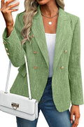 ELLEVEN Tweed Blazer Women Double Breasted Long Sleeve - Tailored Suit