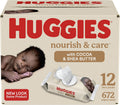 Baby Wipes Scented Huggies Nourish & Care 56ct Pack of 12 - Gentle