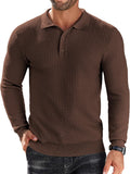 Men's Knit Polo Shirts Long Sleeve Sweater Polo - Lightweight Knit