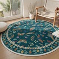 Lahome Dark Green Round Area Rug 6ft - Soft Washable Non-Slip