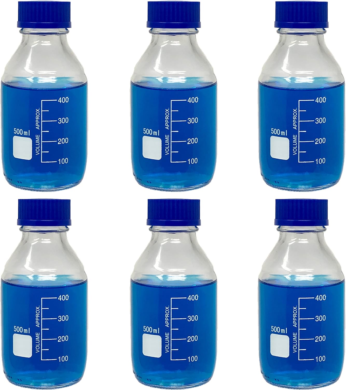 Karter Scientific 500ml Glass Round Media Storage Bottles Pack