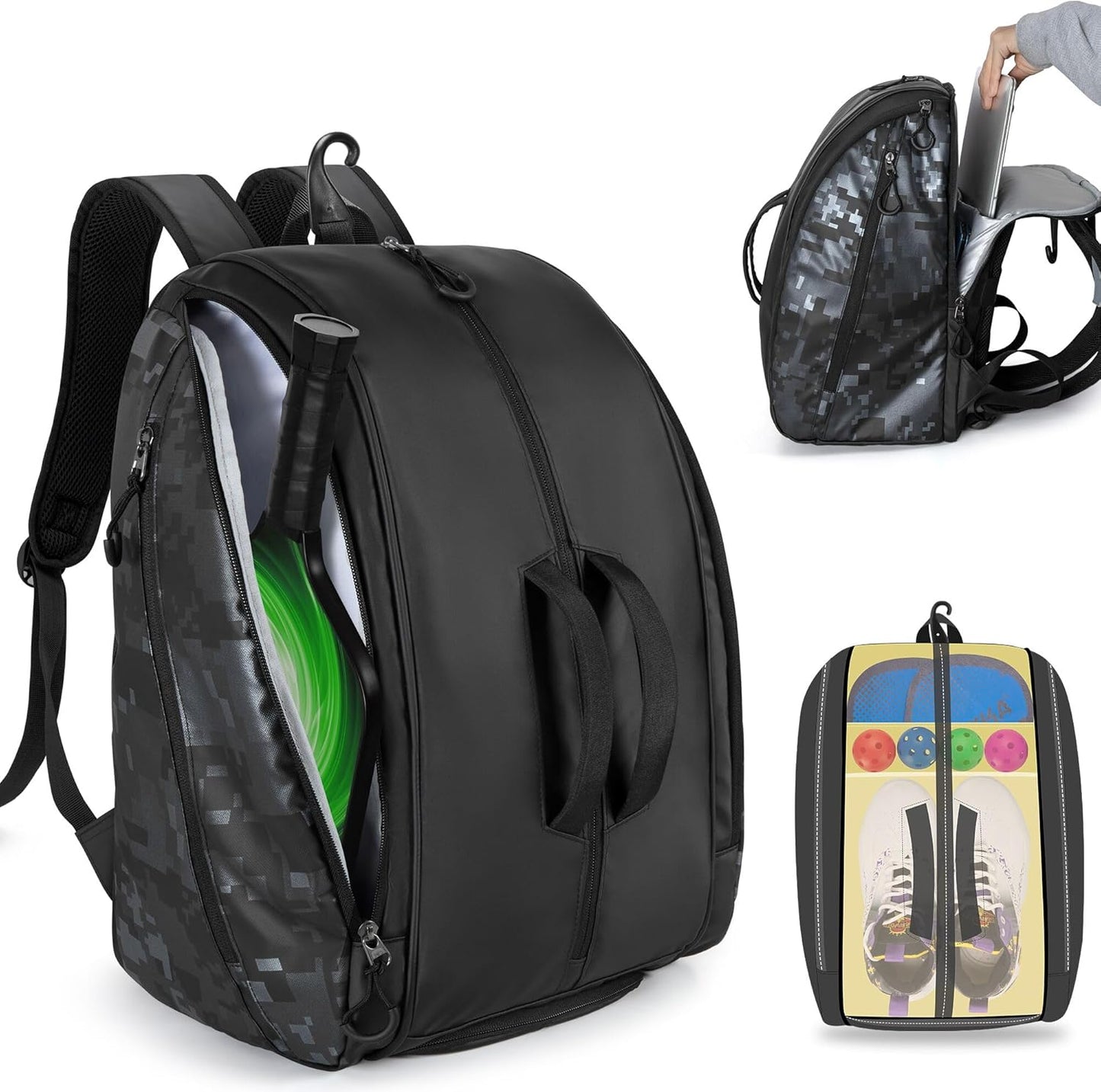 Pickleball Bag with Laptop Pocket and Shoe Compartment