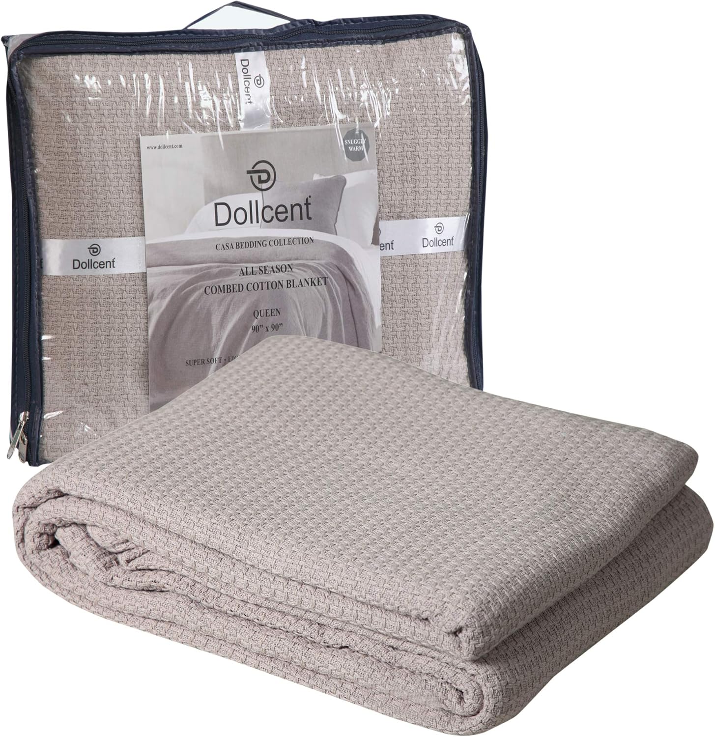 DOLLCENT 100% Soft Premium Combed Cotton Thermal Blanket Queen