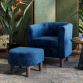 LINSY Accent Chair with Ottoman - Compact Velvet Barrel Chair
